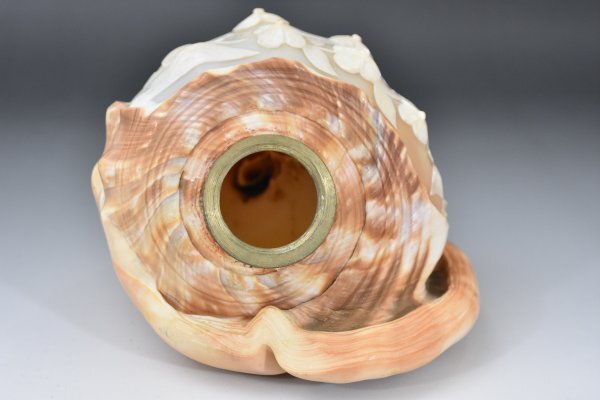 シェルカメオ 貝殻ライト 卓上照明 アンティーク カメオランプ シェルランプ 照明 貝彫刻 デスクライト 天使 花柄 レトロ Aa-307G_5