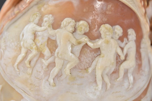 シェルカメオ 貝殻ライト 卓上照明 アンティーク カメオランプ シェルランプ 照明 貝彫刻 デスクライト 天使 花柄 レトロ Aa-307G_8