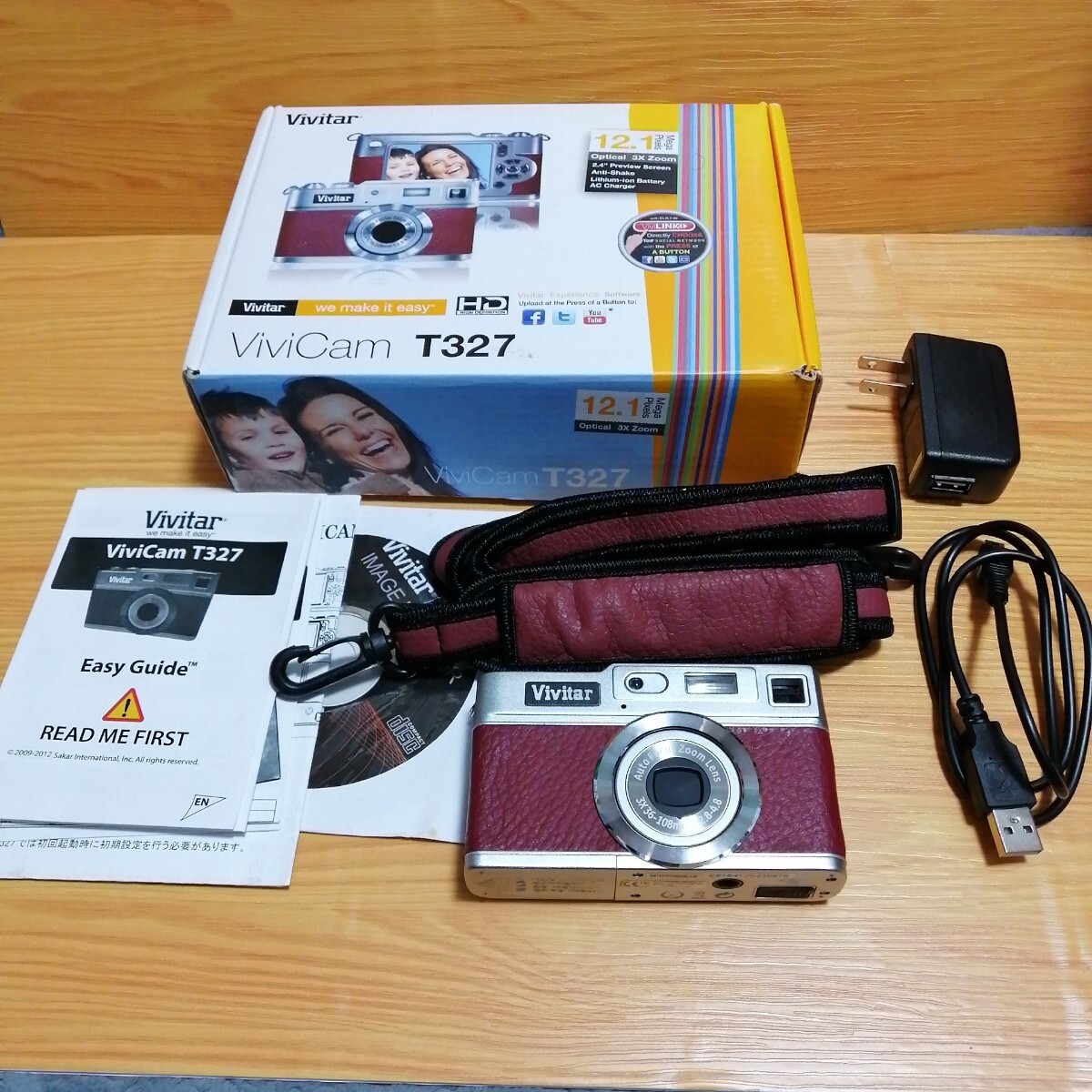 ほとんど新品 vivitar ViviCam T327希少なレッドカラー バッテリー欠品 