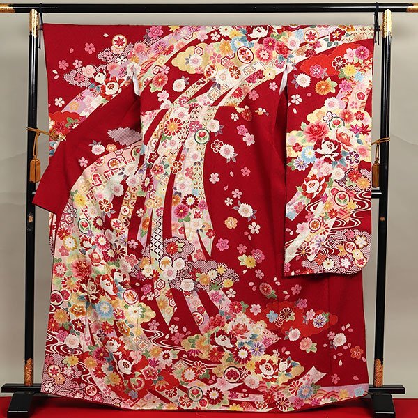 平和屋着物□豪華振袖 駒刺繍 枝花蝶文 金銀彩 正絹 逸品 DAAK5256ar
