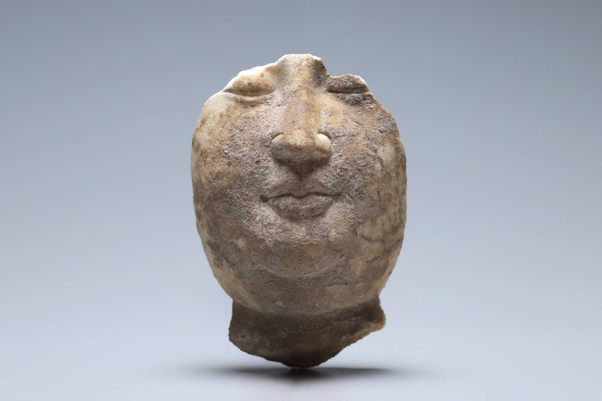 北魏時代 漢白玉仏首 漢白玉 玉石彫刻 仏教美術 仏像 時代物／中国美術