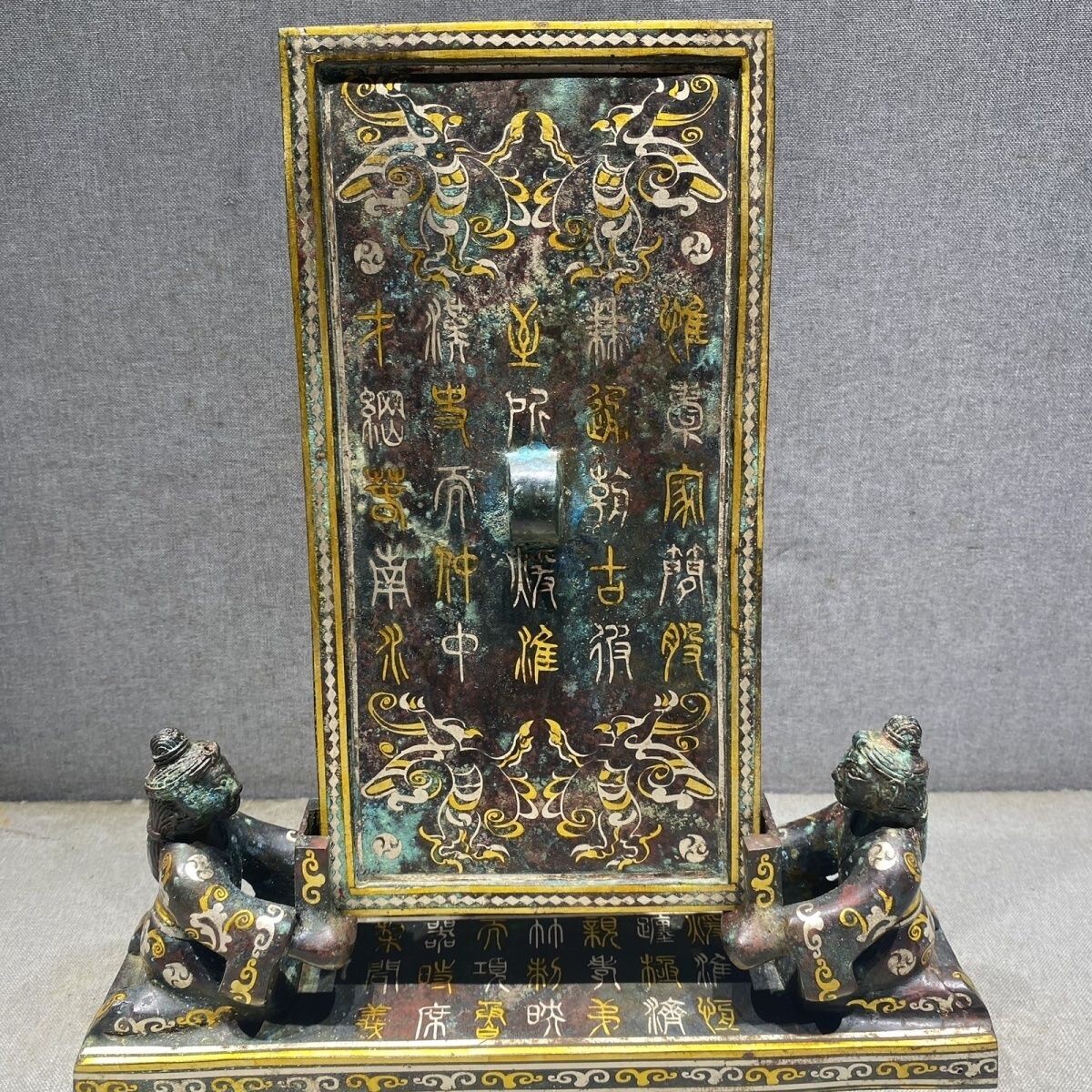 置き物 置物 古青銅器彫 戦国］館蔵珍品 錯金銀 銘文 馬踏飛燕 賞物