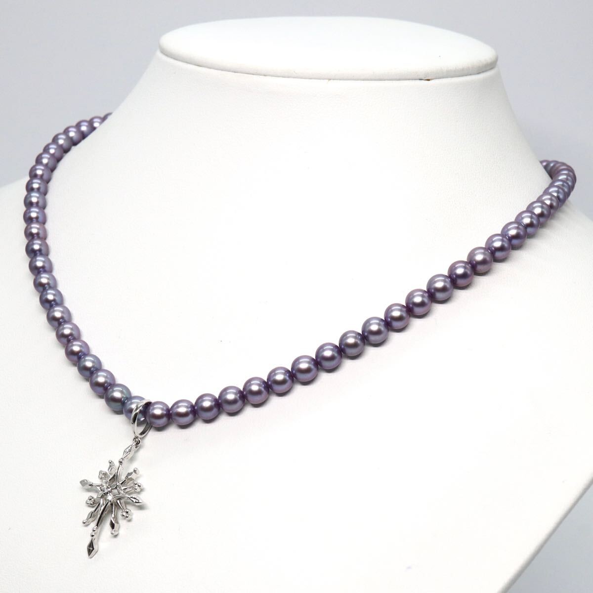 1円〜!!パープル系!!美品!!TASAKI(田崎真珠)△アコヤ本真珠/天然 