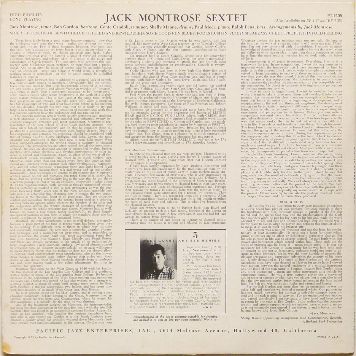 【オリジナル】JACK MONTROSE SEXTET / Jack Montorose★深溝/赤盤/フラット・ディスク★_4
