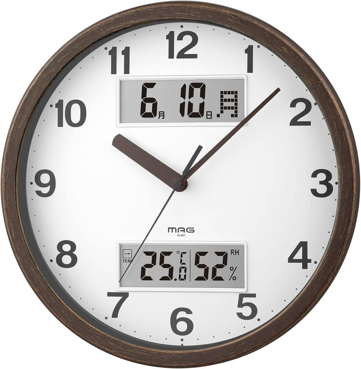 MAG(マグ) 掛け時計 壁掛け時計 アナログ おしゃれ インテリア 温度計 湿度計 温湿度計 カレンダー 静音 連続秒針 直径2_1