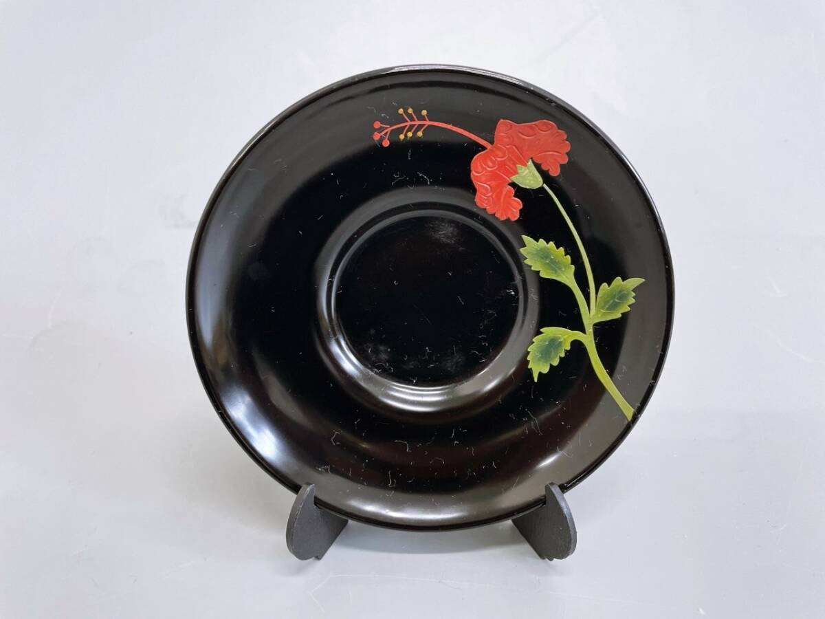 琉球漆器 うるし 沖縄 茶托 大小各5客セット ハイビスカス べんぼう