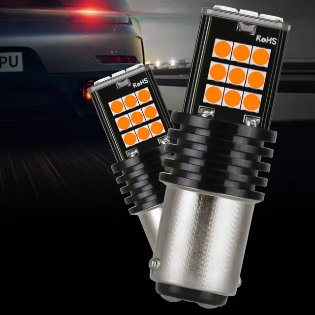 24LEDチップ ハイフラ防止機能内蔵 明るいLEDウィンカーバルブ S25シングル 150度ピン角違いBAU15S EDウィンカーバルブ ハイフラ抵抗器内蔵_2