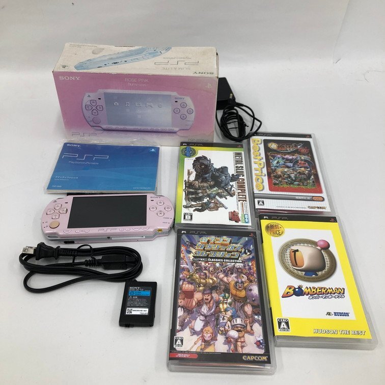 ソニーpsp ソフト多数付属 SONY ソニー PSP-2000 ローズピンク 本体 ソフト おまとめ 箱 説明書