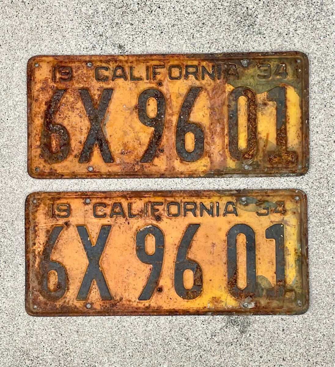 ヴィンテージ ナンバープレート カリフォルニア 1934 2枚セット