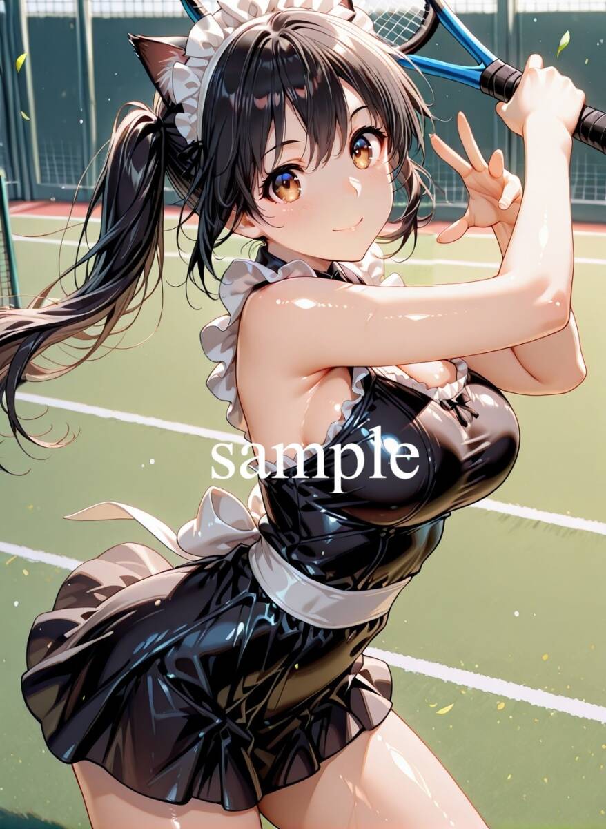 オリジナル メイド タイツ かわいい お尻 アニメ 谷間 コスプレ AIイラスト A4ポスター 巨乳 アート 可愛い フェチ 美女 美乳 美脚 美尻 16_1