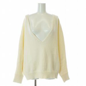 エブール ebure 23SS コットンカシミヤニット セーター 長袖 深Vネック 白 ホワイト /KU