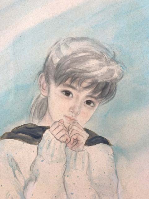 ◆ おおた慶文　「おかあさん」（仮題）  肉筆原画　水彩画 ◆ 真作☆太田慶文（おおた慶文）☆原画☆額装☆唯一無二☆「冬の調べ