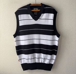 FB COUNTY Vネック ボーダー コットン ニット ベスト L エフビー カウンティ チカーノ