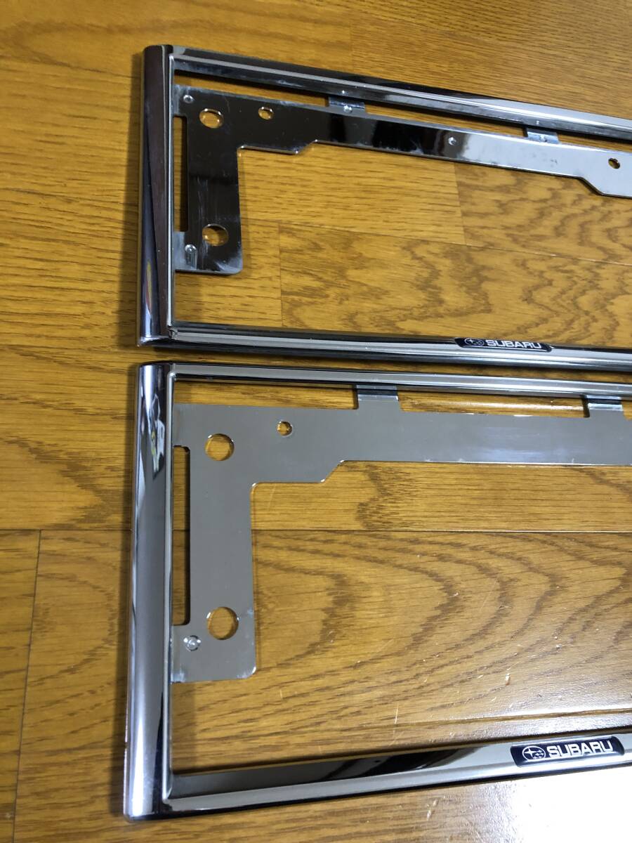 スバル 純正 ナンバーフレーム メッキ 前後セット_2