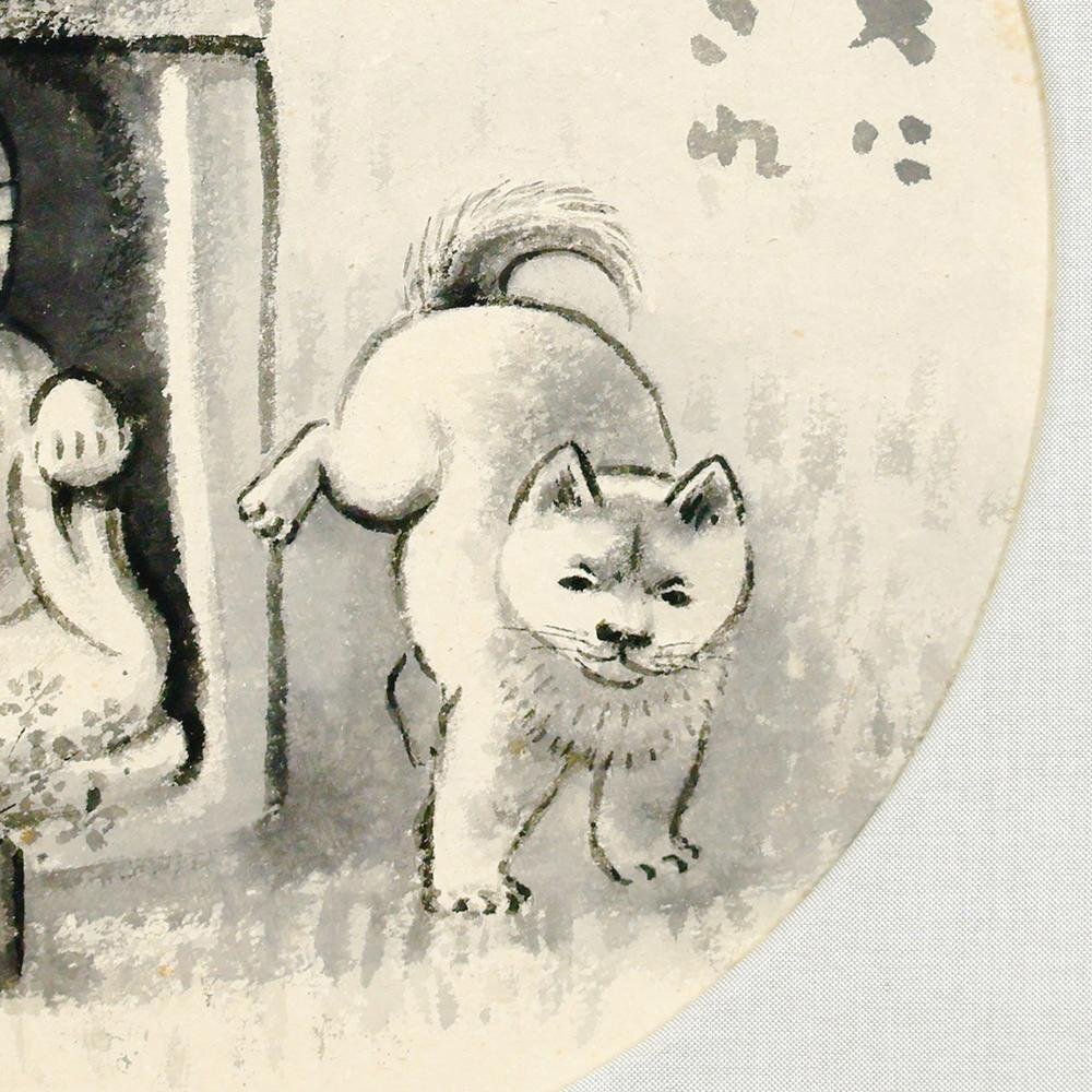 真作】【WISH】穐月明「石地蔵・犬」日本画 共シール 〇墨彩巨匠 孤高