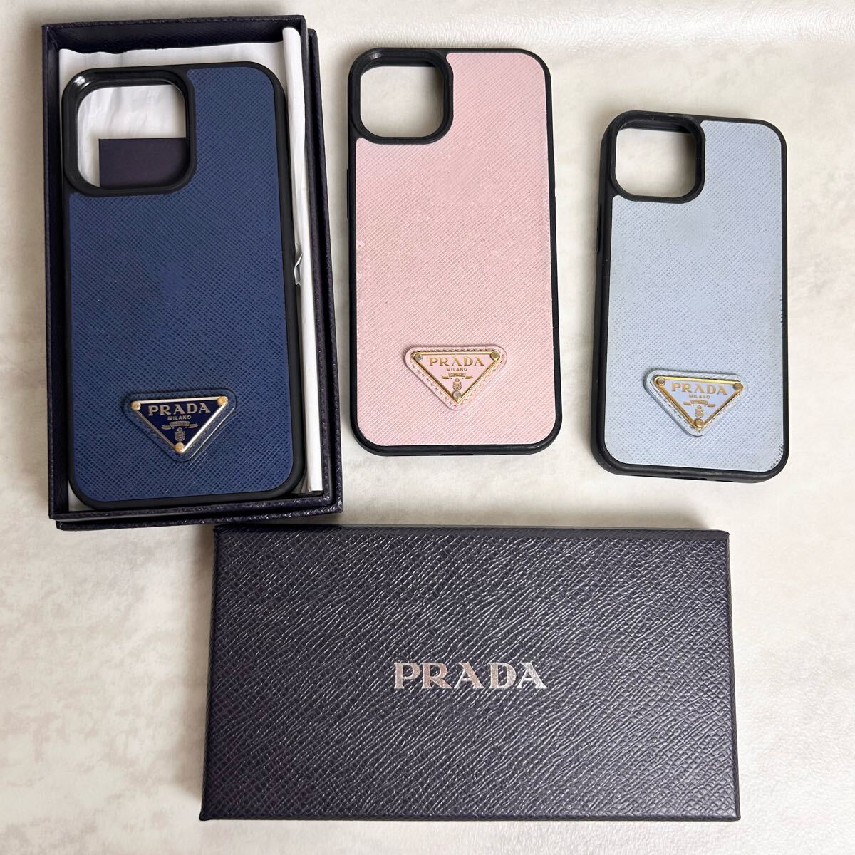 豪華3点セット】PRADA プラダ 三角ロゴ プレート iPhone ケース ハイ