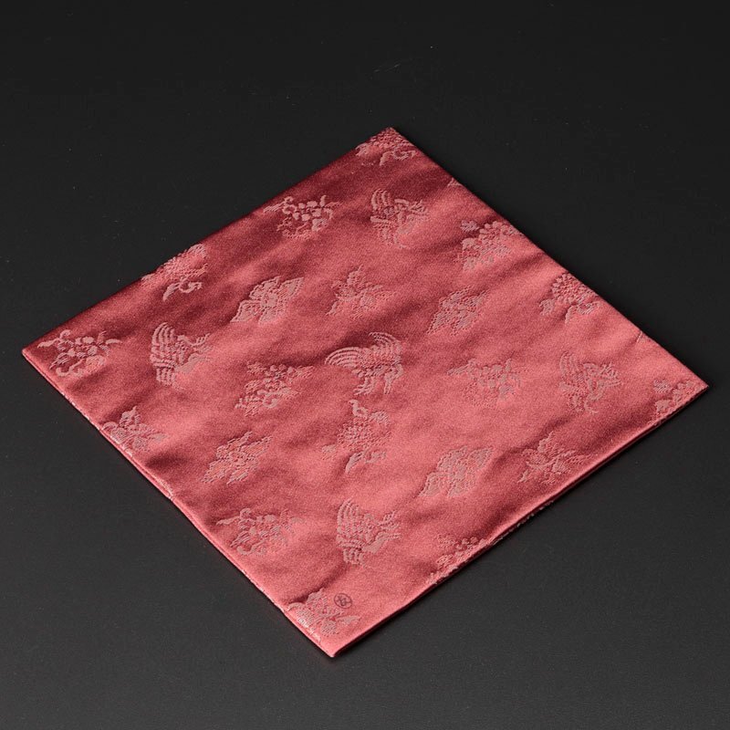 茶道具 袋師土田友湖作 蜀江文緞子古帛紗 古美味】袋師 土田友湖 鳥草花文緞子 古帛紗 茶道具 保証品 XNl2