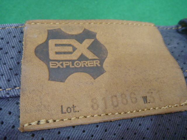 ★KUSHITANI クシタニ エクスプローラージーンズ パンチングレザータイプ 3１インチ 股下7０ｃｍ ウオッシャブルレザーパンツ_5