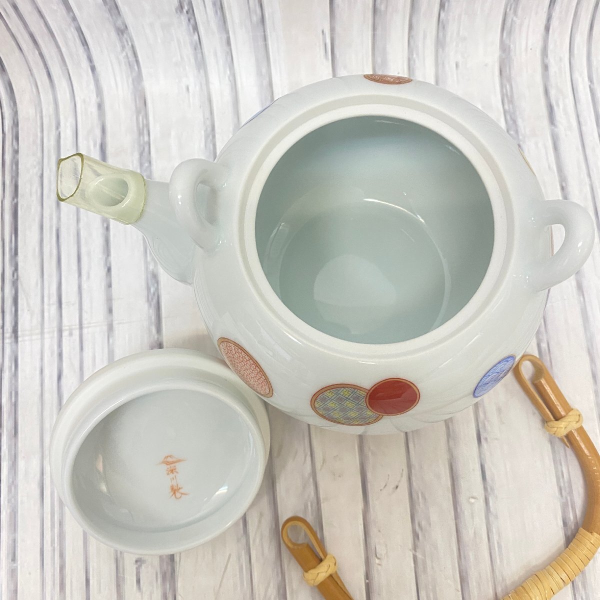 s001 H3 未使用 深川製磁 茶器揃 急須湯飲みセット 急須 蓋付き湯飲み