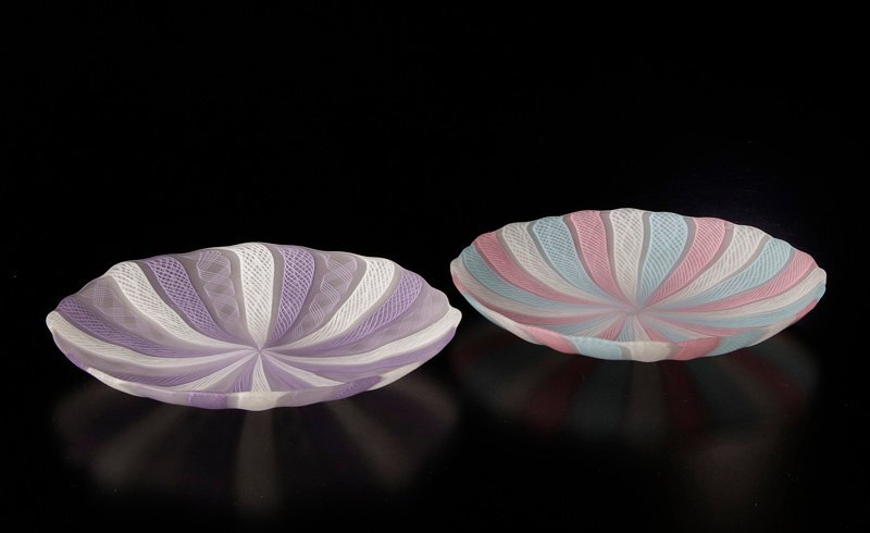 古美味】藤田喬平作 手吹 ヴェニス 銘々皿 中 五枚 茶道具 保証品 HEw2