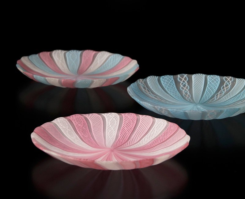古美味】藤田喬平作 手吹 ヴェニス 銘々皿 中 五枚 茶道具 保証品 HEw2