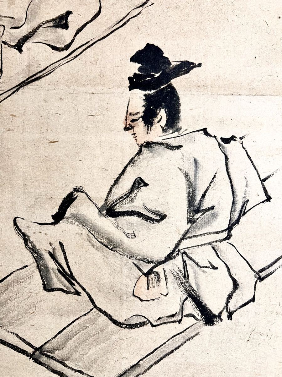 真作】【仙】富岡鉄斎「源義光足柄山秘曲伝授図 画賛」紙本 肉筆 合箱