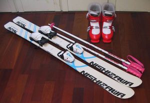 NISHIZAWA/ニシザワ ジュニア用カービングスキー4点NISHIZAWA板120㎝+ストック85㎝HEADブ