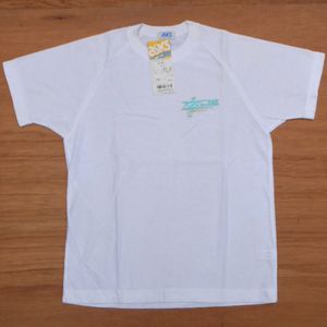 未使用 '90s asics PAW アシックス パウ 半袖 Tシャツ M 白xブルーx緑 バッタxロゴ刺繍