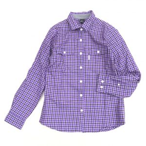 美品 mont-bell モンベル #1104994 メリノウール トレールシャツ M パープル系 ギンガム