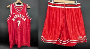 9852S Mizuno ミズノ 神奈川 渡田 メンズ バスケ 赤 バスケ ユニフォーム 上下 セット O(
