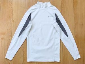 【良品】karrimor カリマー＊ストレッチハイネックシャツ＊白×グレー＊S～M程度