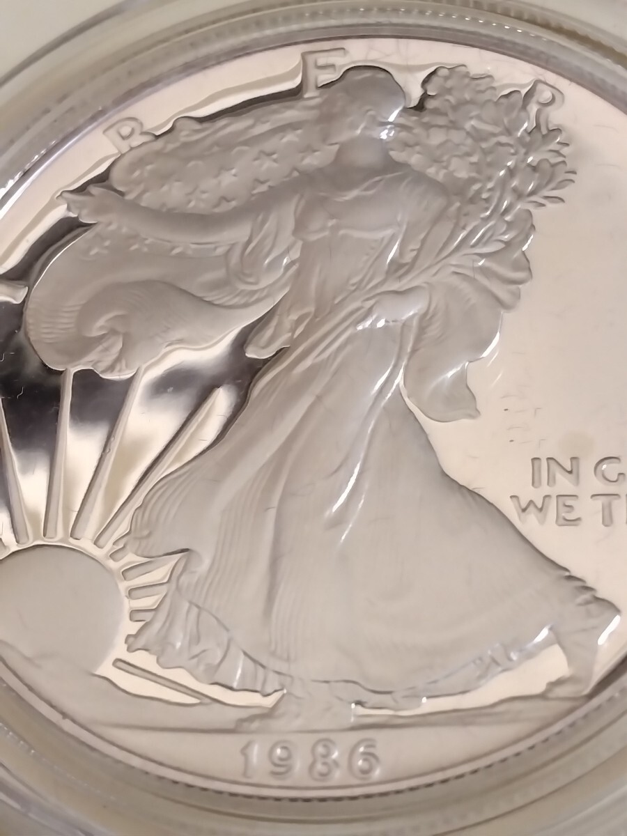 アメリカ 1986s 純銀1オンス 1ドル銀貨プルーフ−Walking Liberty(北