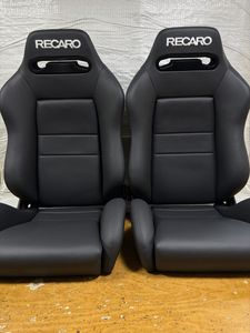 8.9. レカロ RECARO 2脚セット SR-3 黒フェイクレザー張り替え 張替え 張替 ブラックシン