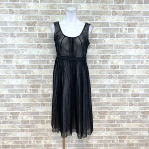 1円ドレス【ネコポス可】 MICHEL KLEIN イトキン ワンピース 38 黒中生地ベージュ カラー