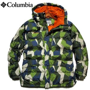 【コロンビア】 フーデッドダウンジャケット　モザイクカモ　サイズXL　DOWN JACKET　防
