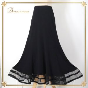 社交ダンス 衣装 スカート ブラック系 チャコット Chacott 黒 無地 シンプル 透け感 ふん