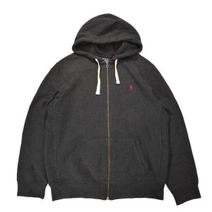 [XL] 00s Polo by Ralph Lauren スウェット ジップ パーカ ダークグレー ラルフ 裏サーマ