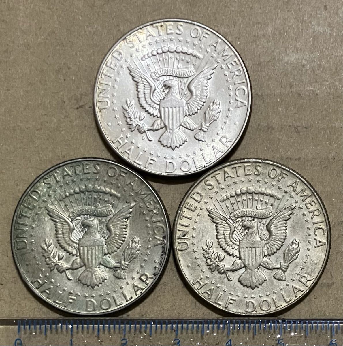 h アメリカ 50セント銀貨 3枚セット 1964年 1968年 ケネディ 外国