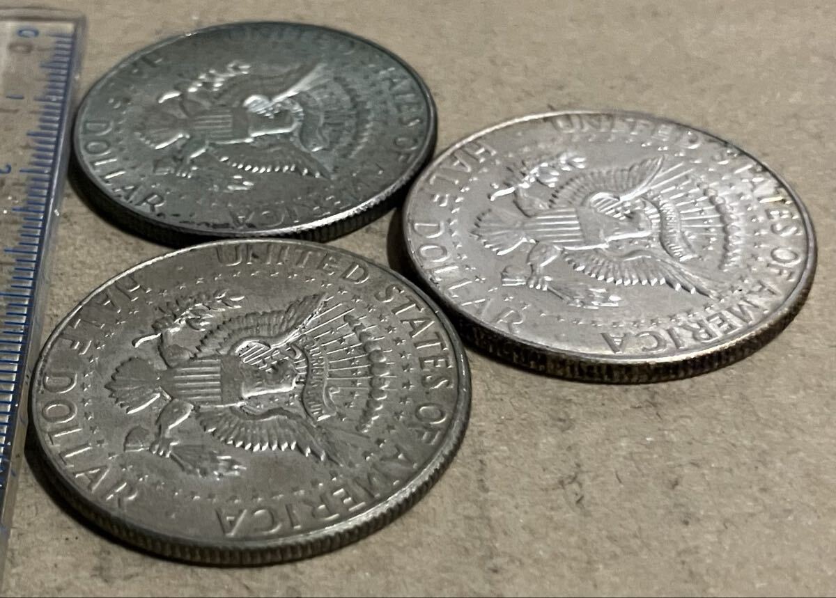 h アメリカ 50セント銀貨 3枚セット 1964年 1968年 ケネディ 外国