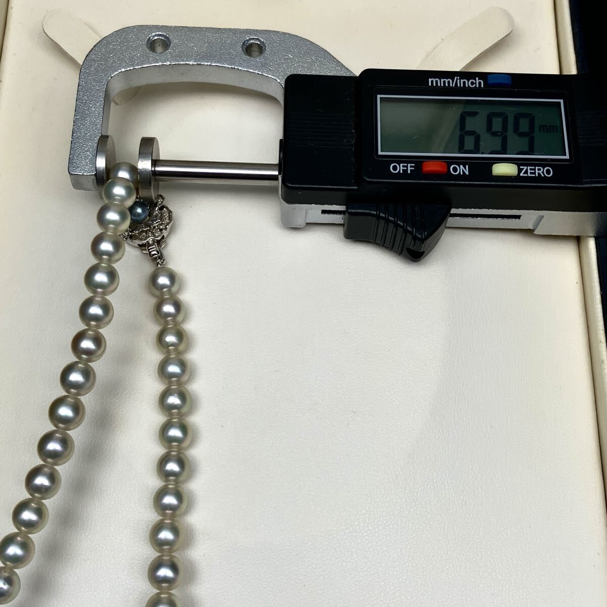 【テリ強】あこや　パール　本真珠　ネックレス　約7.3mm　シルバー金具　アコヤ テリ強】あこや真珠 グレー パール ネックレス 約7.0-7.4mm シルバー