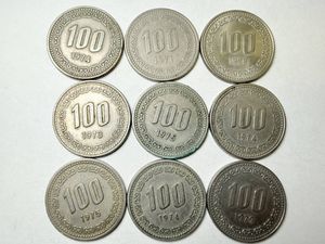 古銭　エラー　韓国　旧100ウォン　1974年　特年　未使用　MS 古銭 エラーコイン 韓国コイン 旧100ウォン 1974年 特年 未使用 MS