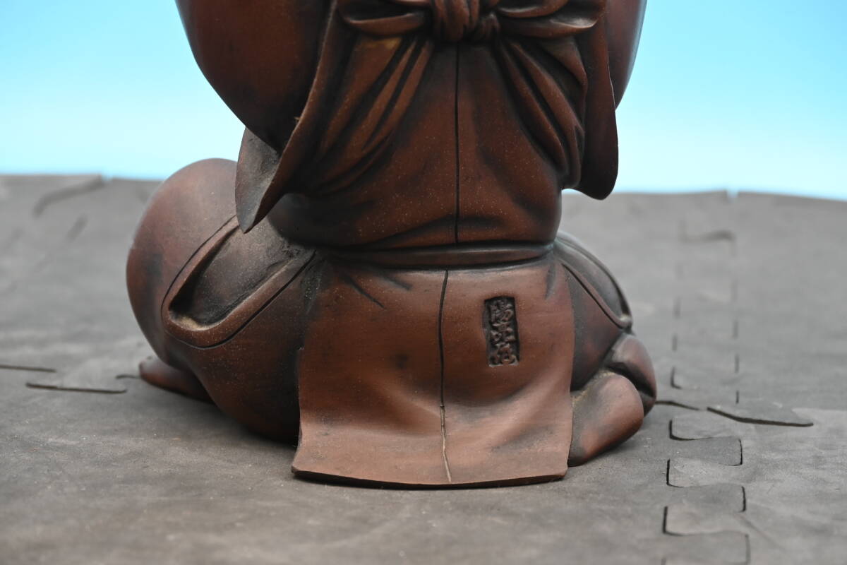 XY4-5 陽亮 作 恵比寿様 鯛 銅製 金属工芸品 縁起物 七福神 置物
