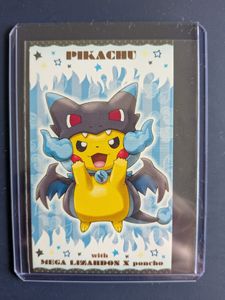 メガキャンペーン第1弾 ポンチョを着たピカチュウ名刺カード メガリザードンX ポケットモンスター 名刺カード メガリザードンXのポンチョを着た