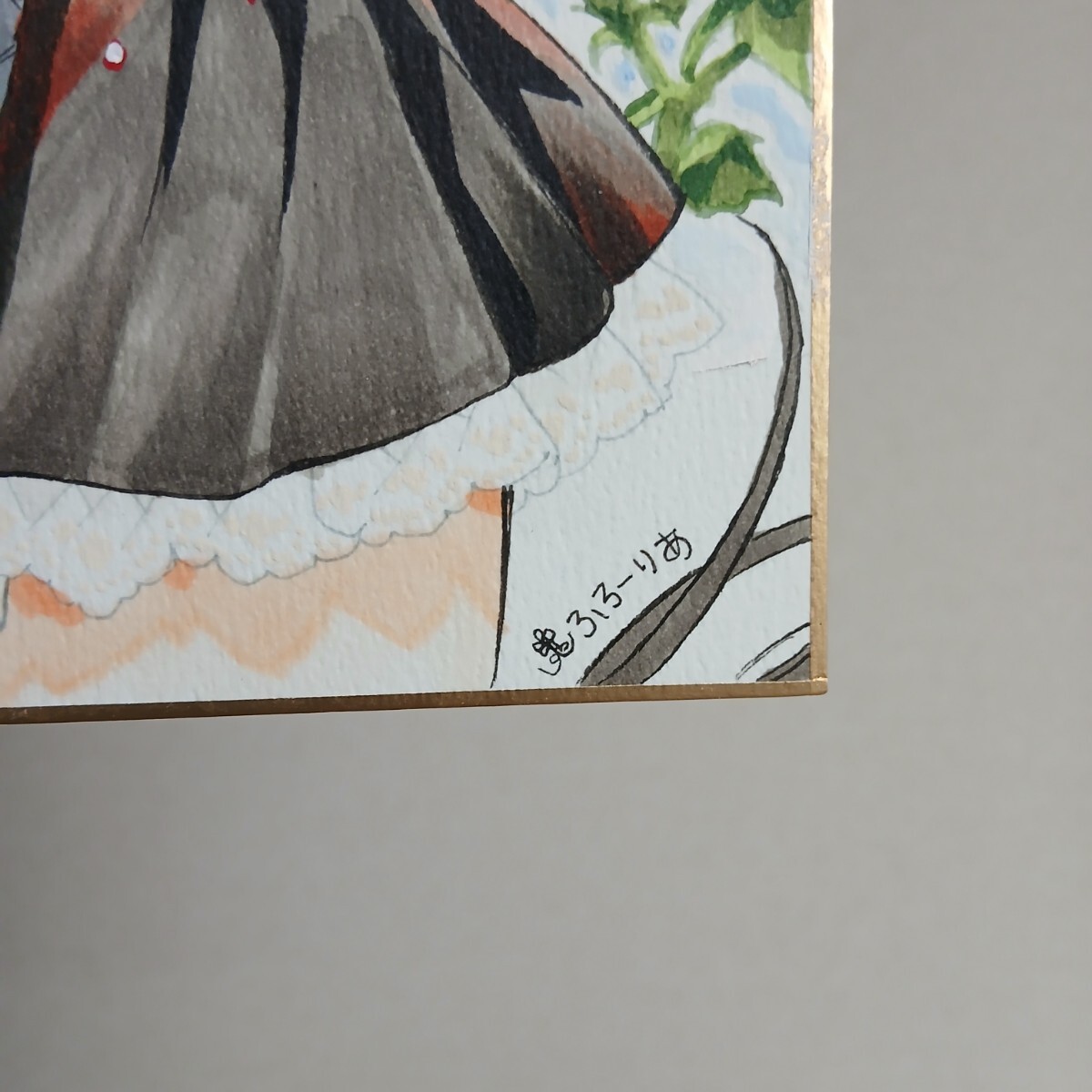 大色紙 手描きイラスト [月夜に輝く堕天の剣士] 原画 美少女