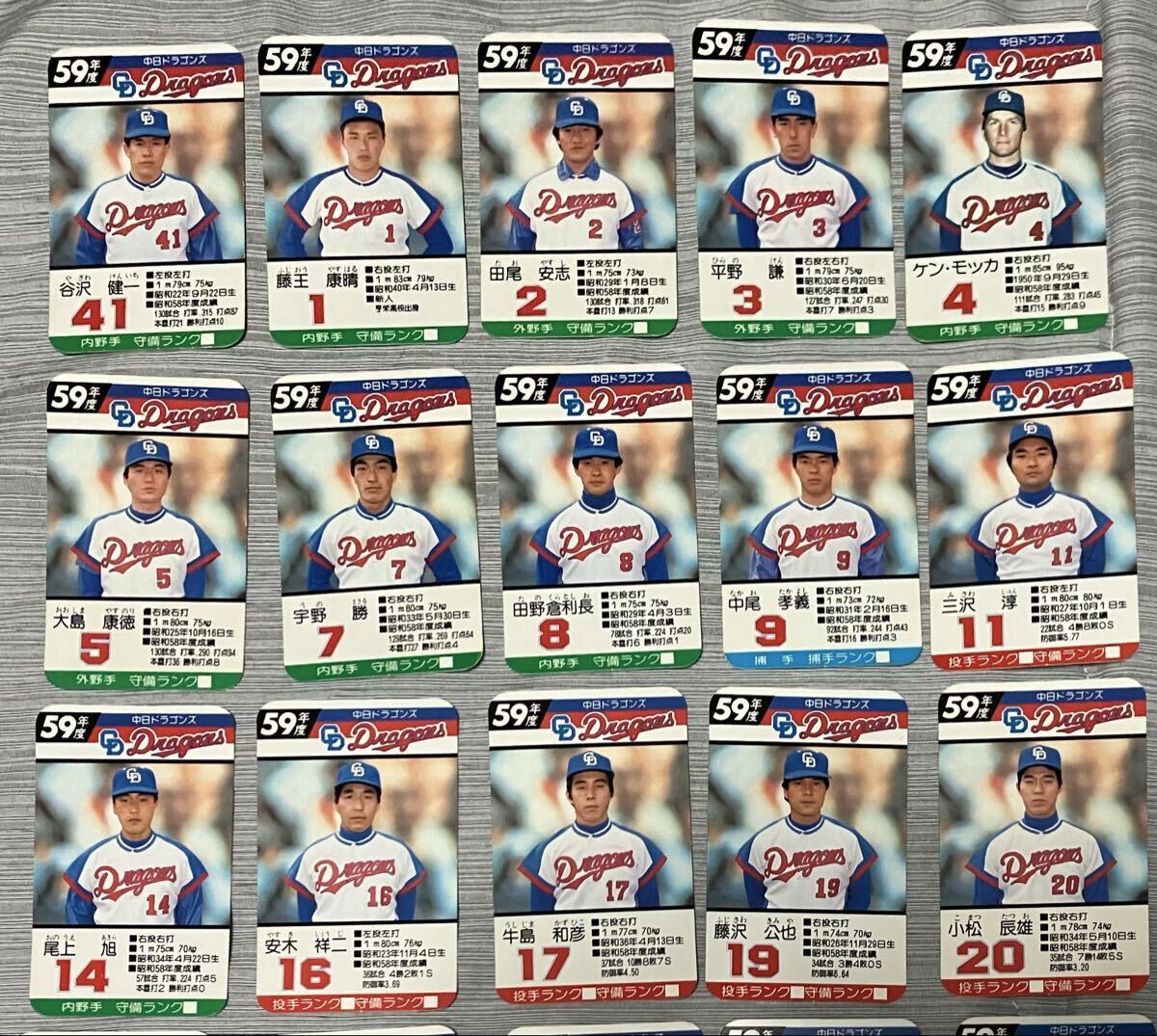 タカラプロ野球カードゲーム 中日ドラゴンズ昭和59年（1984年版）谷沢