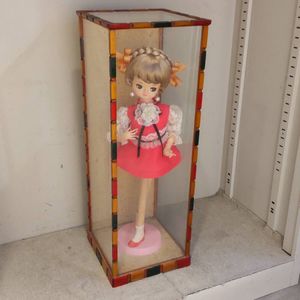 スキヨドール 昭和レトロ ケース入り 大型人形 高さ60cm レトロ リボン スキヨ人形研究所 スキヨ人形 フランス人形 ガラス