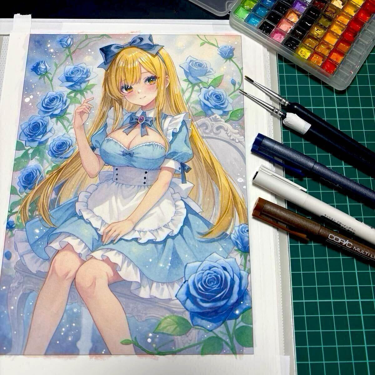 同人手描きイラスト 不思議の国のアリス メイド オリジナル 女の子