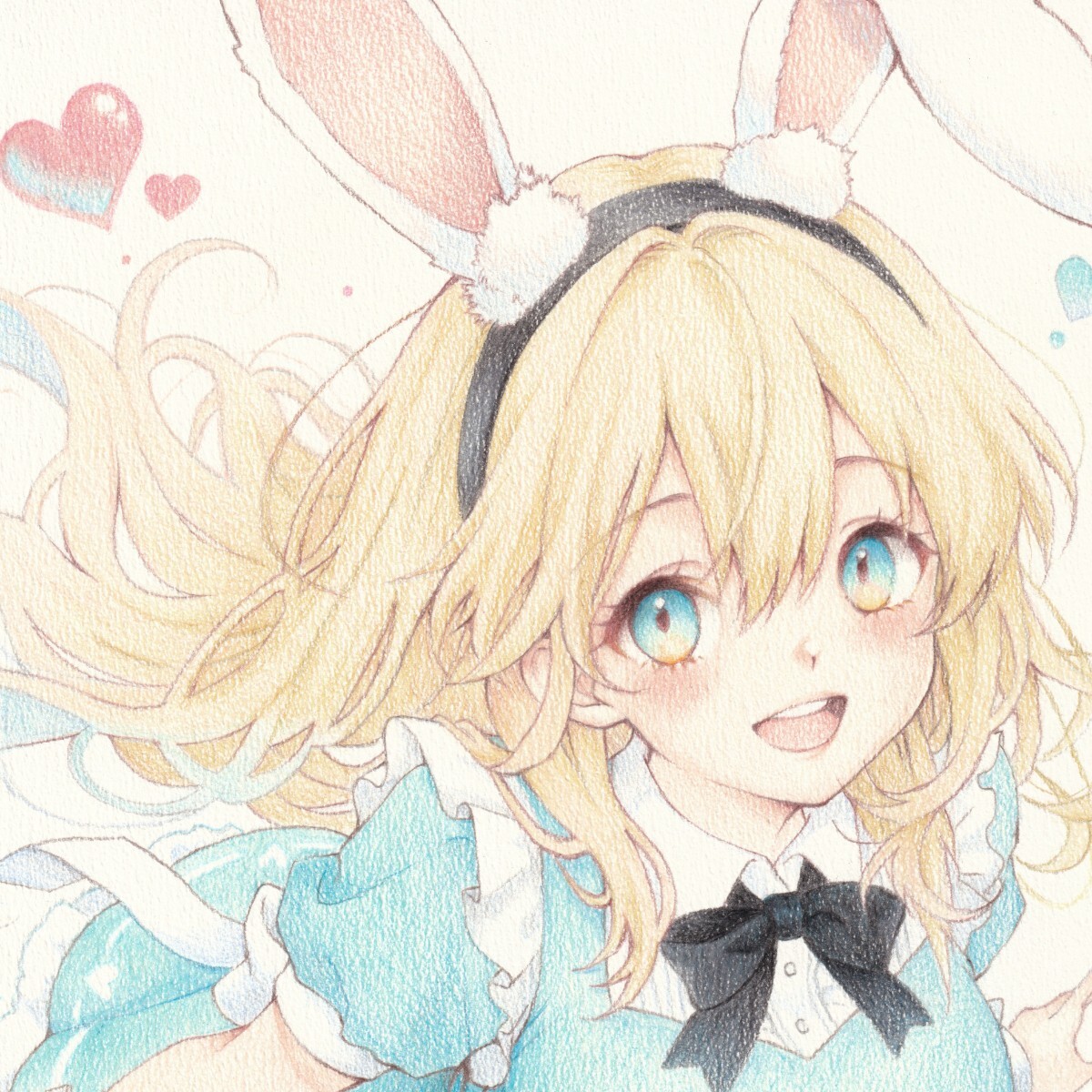 色鉛筆画【A4原画】 手描きイラスト 美少女 オリジナル 一点物