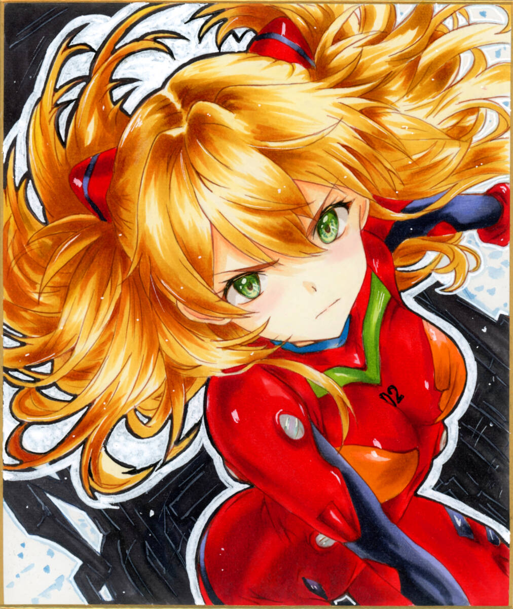 【手描きイラスト 321】ファンアートアナログ原画 中色紙「鉄仮面の少女ヨーコ」 ☆手描きイラスト アナログ☆中色紙（約18×21cm) 透明水彩・コピック