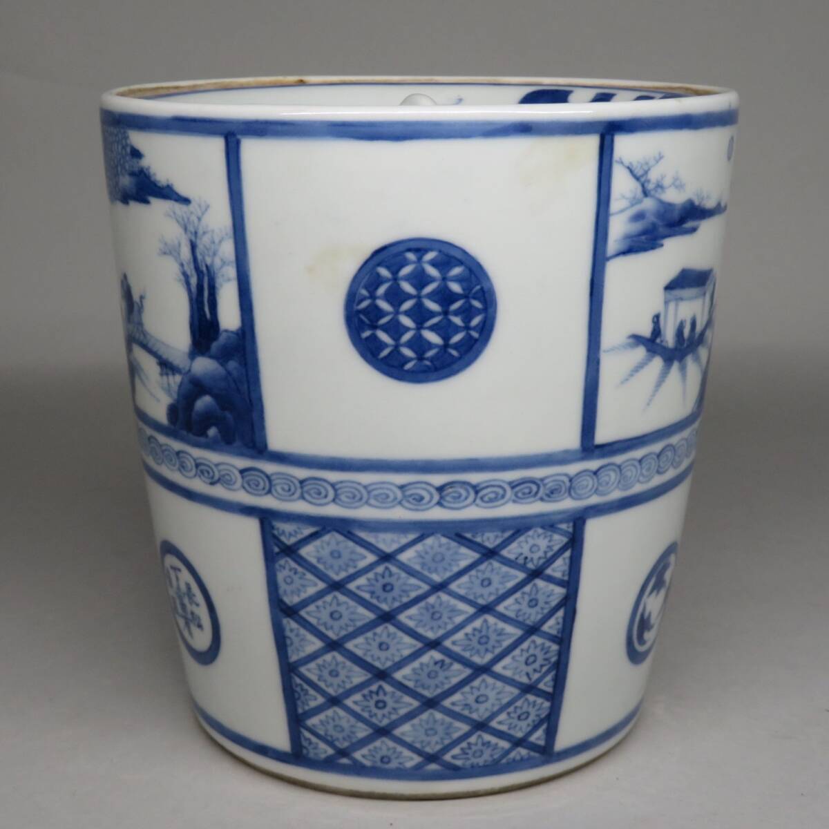 中国　水注　染付　陶器 東】景徳鎮窯 染付新渡水指 青花丸紋水指 中国美術/古美術・骨董品 lot
